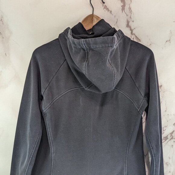 Athleta Jacket Women Medium Black Hoodie Full Zip Fleece Thumb Hole Triumph - Picture 6 of 12
